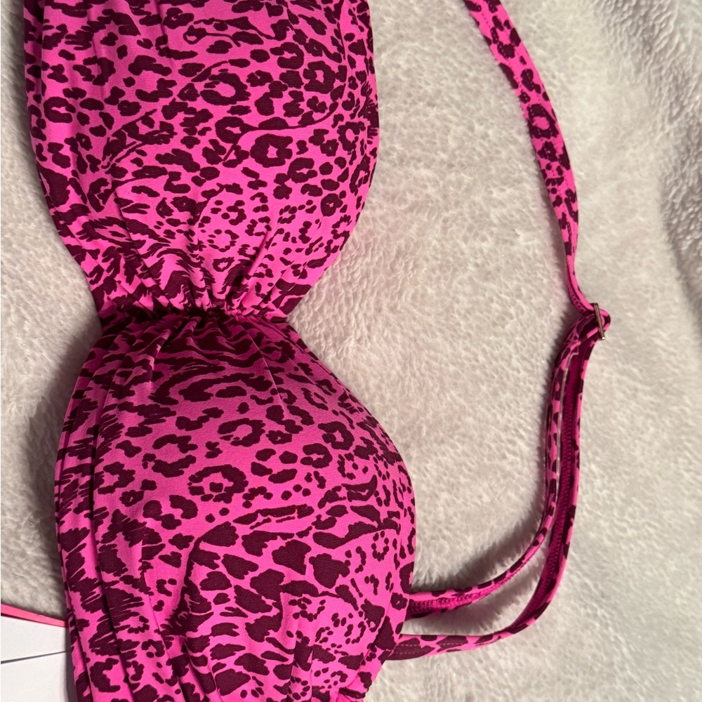 Pink Leopard Print Bikini Top